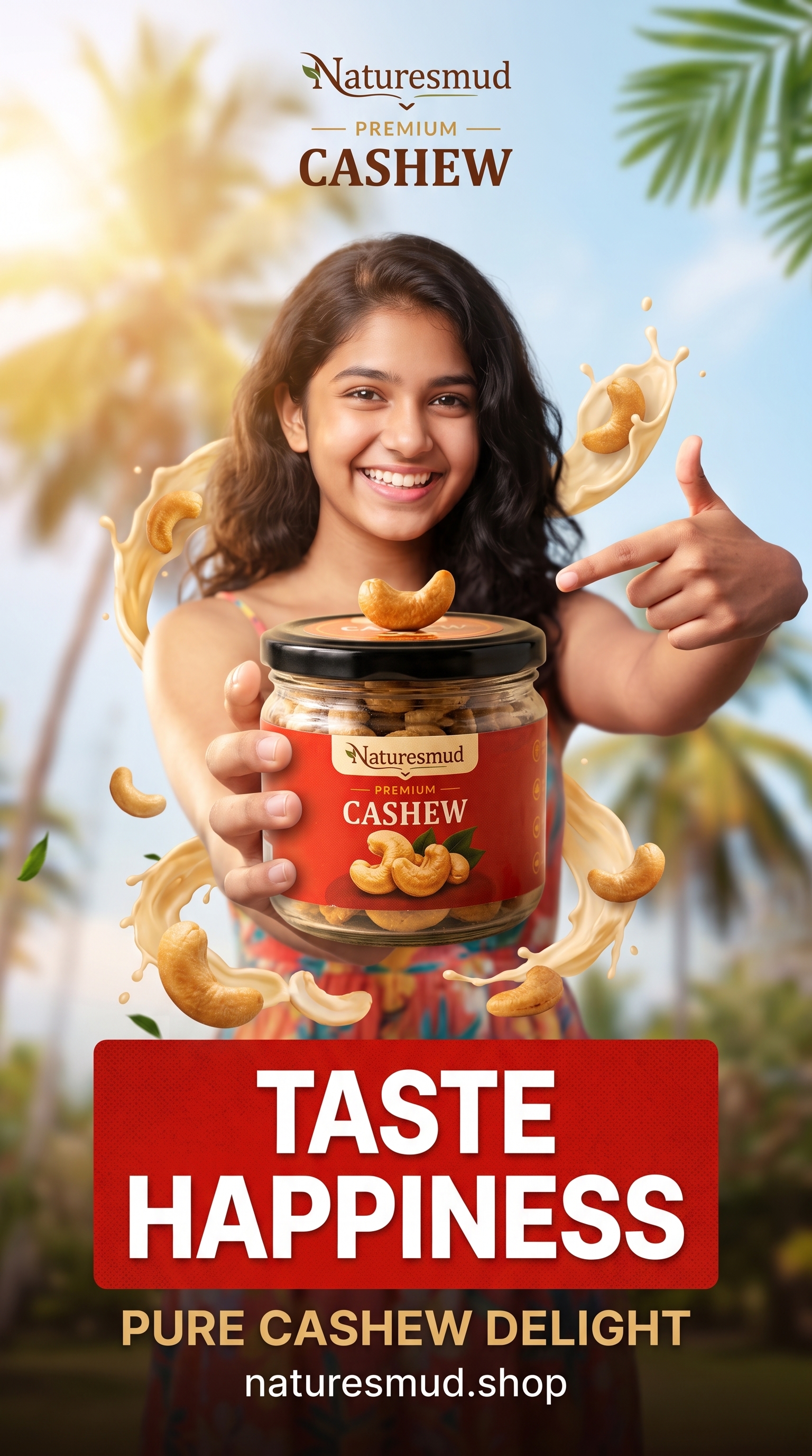 Premium Cashew Nuts - Real In-Hand Jar View
