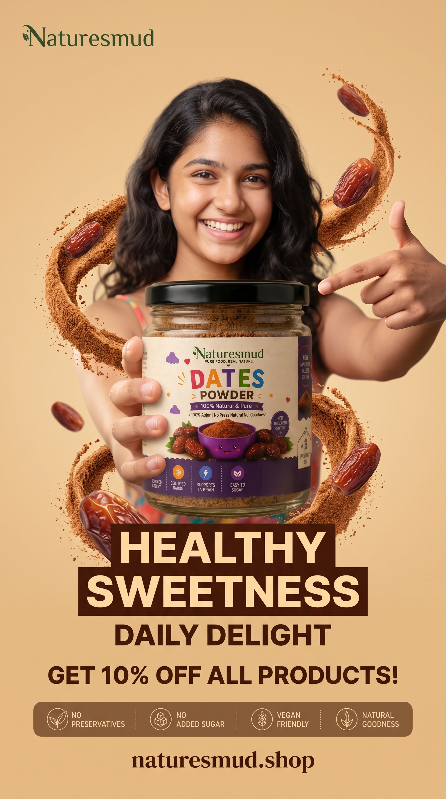 Dates Powder (100 GM) — 0% White Sugar Natural Sweetener