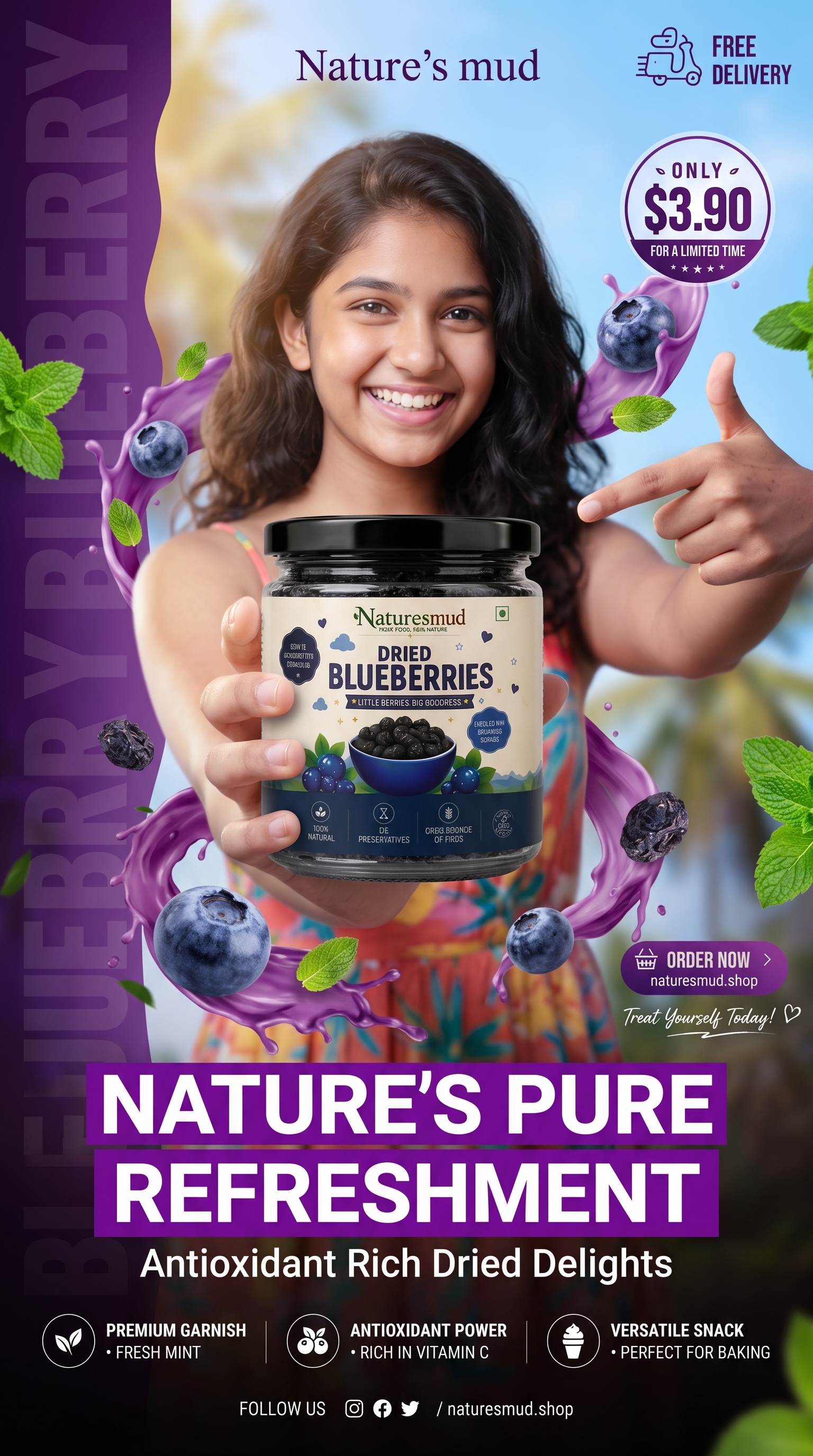 Dried Blueberries - Real In-Hand Jar View